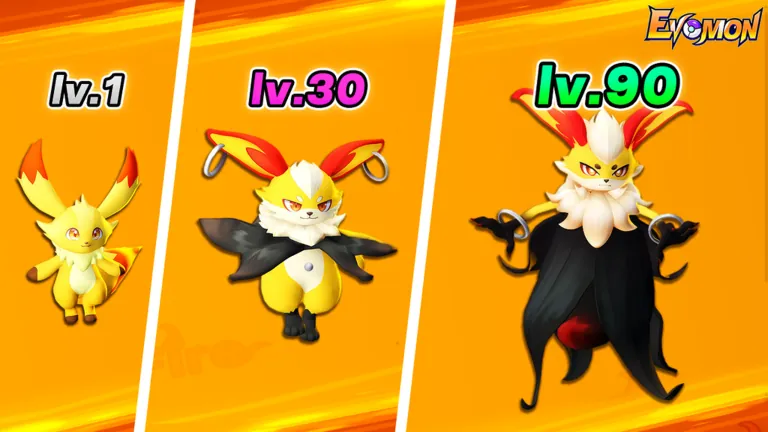 Three-stage Evomon evolution shown in official promotional artwork